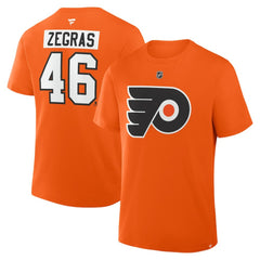 Trevor Zegras Philadelphia Flyers Fanatics Authentic Stack Name & Number T-Shirt - Orange - NHL