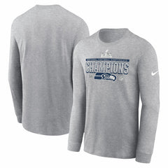 Seattle Seahawks 2025 NFC Champions Locker Room Trophy Collection Long Sleeve T-Shirt Heather Gray | Nike for Sale