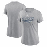 Seattle Seahawks Women's 2025 NFC Champions Locker Room Trophy Collection T-Shirt Heather Gray | Nike for Sale
