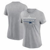 New England Patriots Women's 2025 AFC Champions Locker Room Trophy Collection T-Shirt Heather Gray | Nike for Sale
