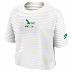 Philadelphia Eagles Women's Striped Cropped T-Shirt Yellow/Cream | Nike for Sale