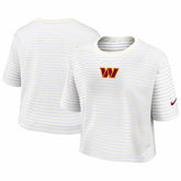 Washington Commanders Women's Striped Cropped T-Shirt Yellow/Cream | Nike for Sale