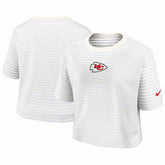 Kansas City Chiefs Women's Striped Cropped T-Shirt Yellow/Cream | Nike for Sale
