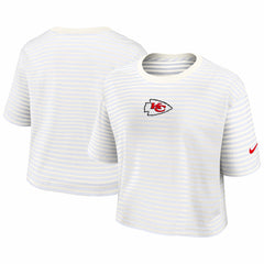Kansas City Chiefs Women's Striped Cropped T-Shirt Yellow/Cream | Nike for Sale