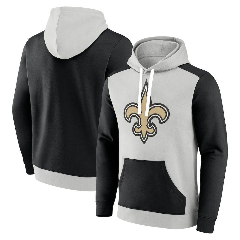 New Orleans Saints Big & Tall Team Fleece Pullover Hoodie Silver/Black | Fanatics