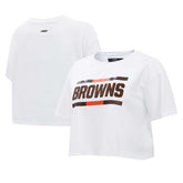 Cleveland Browns Pro Standard Women's New Helmet Capsule Cropped T-Shirt White | NFL