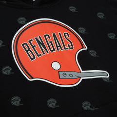 Cincinnati Bengals Allover Print Fleece Pullover Hoodie Black | Mitchell & Ness