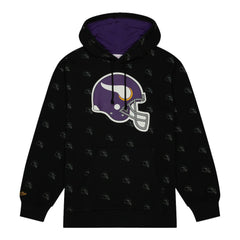 Minnesota Vikings Allover Print Fleece Pullover Hoodie Black | Mitchell & Ness