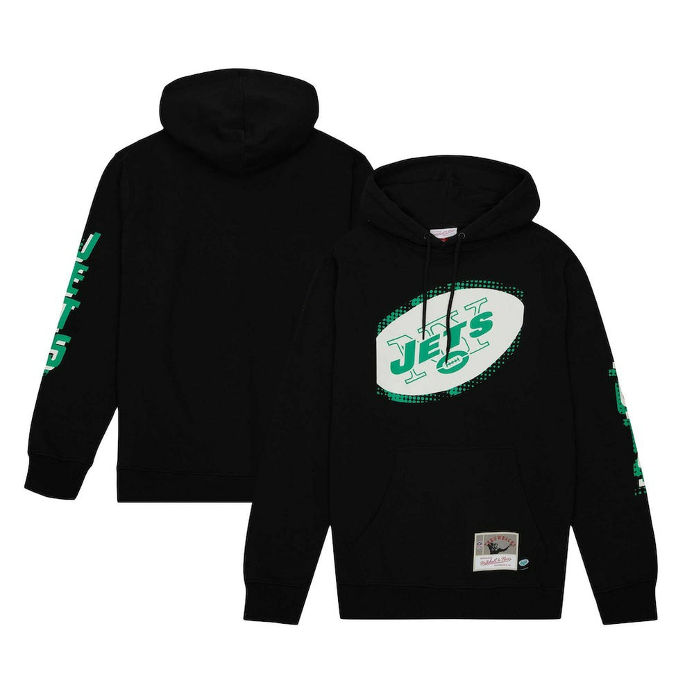 New York Jets Gridiron Classics Big Face 7.0 Pullover Hoodie Black | Mitchell & Ness