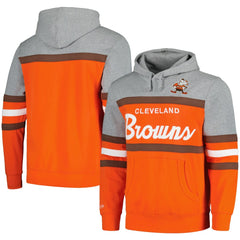 Cleveland Browns Head Coach Pullover Hoodie Orange/Heather Gray | Mitchell & Ness