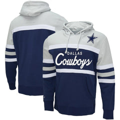 Dallas Cowboys Head Coach Pullover Hoodie Navy/Heather Gray | Mitchell & Ness