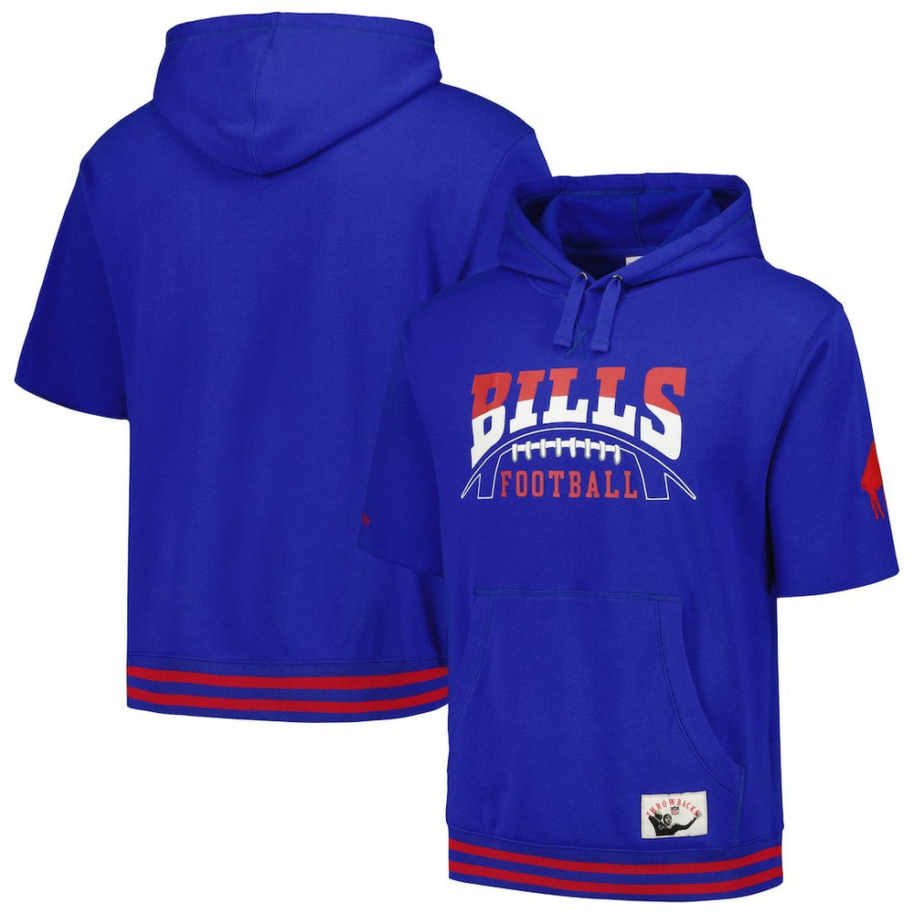 Buffalo Bills Pre-Game Short Sleeve Pullover Hoodie Royal | Mitchell & Ness