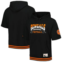 Cincinnati Bengals Pre-Game Short Sleeve Pullover Hoodie Black | Mitchell & Ness