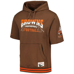 Cleveland Browns Pre-Game Short Sleeve Pullover Hoodie Brown | Mitchell & Ness