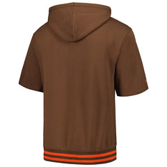 Cleveland Browns Pre-Game Short Sleeve Pullover Hoodie Brown | Mitchell & Ness