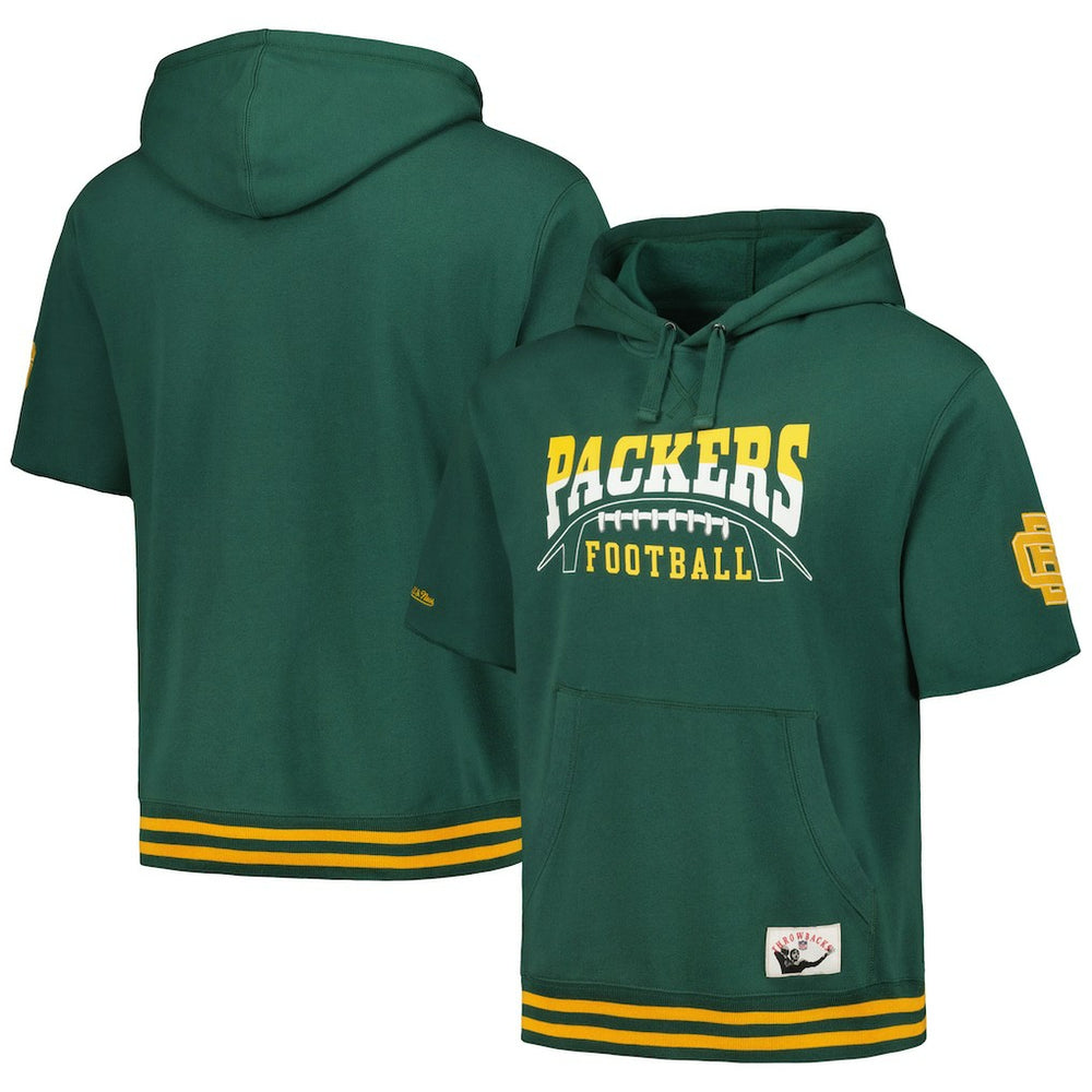 Green Bay Packers Pre-Game Short Sleeve Pullover Hoodie Green | Mitchell & Ness