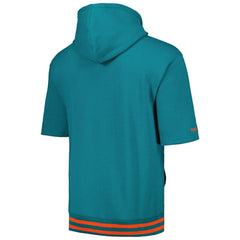 Miami Dolphins Pre-Game Short Sleeve Pullover Hoodie Aqua | Mitchell & Ness