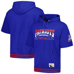 New England Patriots Pre-Game Short Sleeve Pullover Hoodie Royal | Mitchell & Ness