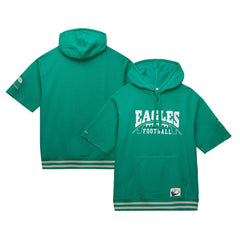 Philadelphia Eagles Pre-Game Short Sleeve Pullover Hoodie Kelly Green | Mitchell & Ness