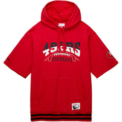 San Francisco 49ers Pre-Game Short Sleeve Pullover Hoodie Scarlet | Mitchell & Ness