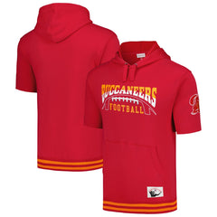 Tampa Bay Buccaneers Pre-Game Short Sleeve Pullover Hoodie Red | Mitchell & Ness