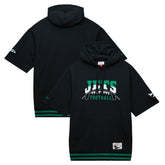 New York Jets Pre-Game Short Sleeve Pullover Hoodie Black | Mitchell & Ness