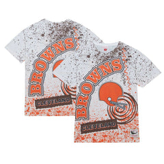Cleveland Browns Team Burst Sublimated T-Shirt White | Mitchell & Ness