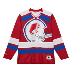 Buffalo Bills Women's Big Face 7.0 Long Sleeve Jersey T-Shirt Red | Mitchell & Ness
