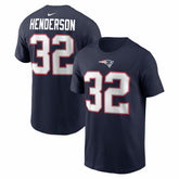 TreVeyon Henderson New England Patriots Name & Number T-Shirt Navy | Nike for Sale