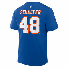 Matthew Schaefer New York Islanders Fanatics Authentic Stack Name & Number T-Shirt - Royal - NHL