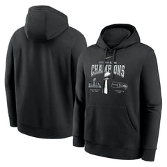 Seattle Seahawks Super Bowl LX Champions Locker Room Trophy Collection Fleece Hoodie Black | Nike for Sale