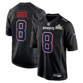 Stefon Diggs New England Patriots Super Bowl LX Patch Carbon Fashion Game Jersey Black | Nike for Sale