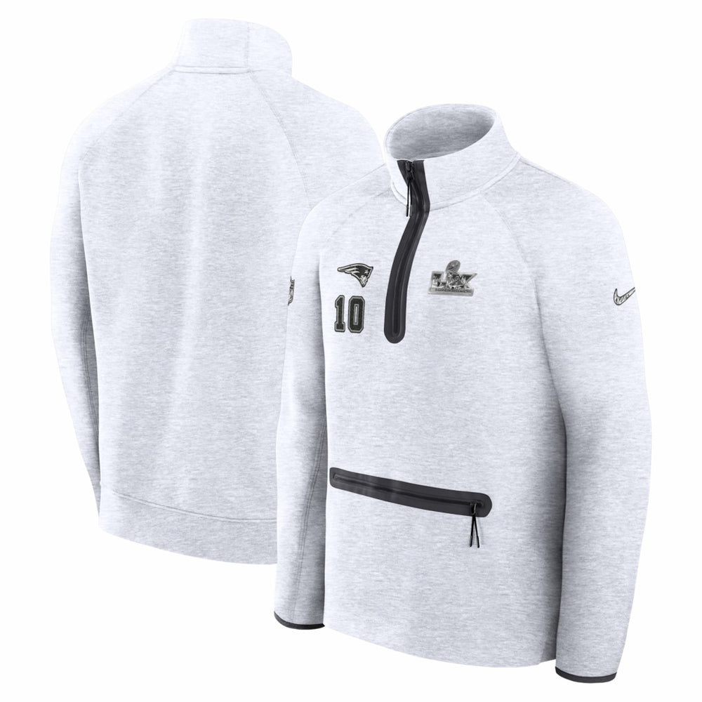 Drake Maye New England Patriots Super Bowl LX Opening Night Tech Fleece Half-Zip Sweatshirt Gray | Nike for Sale