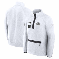 Drake Maye New England Patriots Super Bowl LX Opening Night Tech Fleece Half-Zip Sweatshirt Gray | Nike for Sale