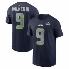 Kenneth Walker III Seattle Seahawks Super Bowl LX Patch Name & Number T-Shirt College Navy | Nike for Sale