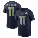 Jaxon Smith-Njigba Seattle Seahawks Super Bowl LX Patch Name & Number T-Shirt College Navy | Nike for Sale