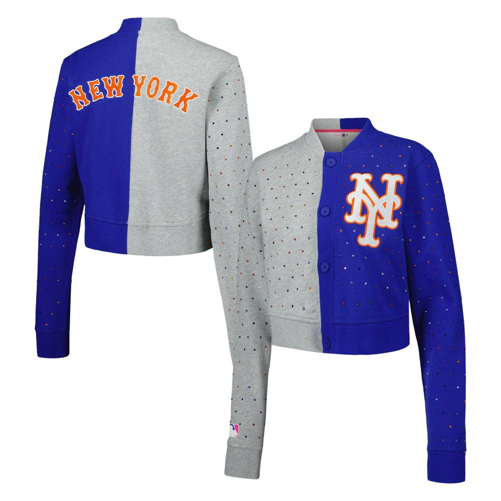 New York Mets Terez Women's Cropped Button-Up Cardigan - MLB