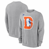 Denver Broncos D Horse Logo Club Sweatshirt Heather Gray | Nike for Sale