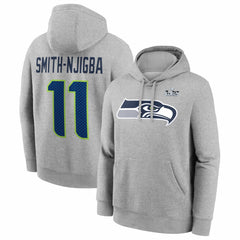 Jaxon Smith-Njigba Seattle Seahawks Super Bowl LX Patch Name & Number Hoodie Heather Gray | Nike for Sale
