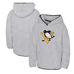 Pittsburgh Penguins Girls Youth Ultimate Teddy Fleece Pullover Hoodie - Heather Gray - NHL