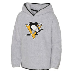 Pittsburgh Penguins Girls Youth Ultimate Teddy Fleece Pullover Hoodie - Heather Gray - NHL