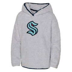 Seattle Kraken Girls Youth Ultimate Teddy Fleece Pullover Hoodie - Heather Gray - NHL