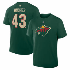 Quinn Hughes Minnesota Wild Fanatics Authentic Stack Name & Number T-Shirt - Green - NHL