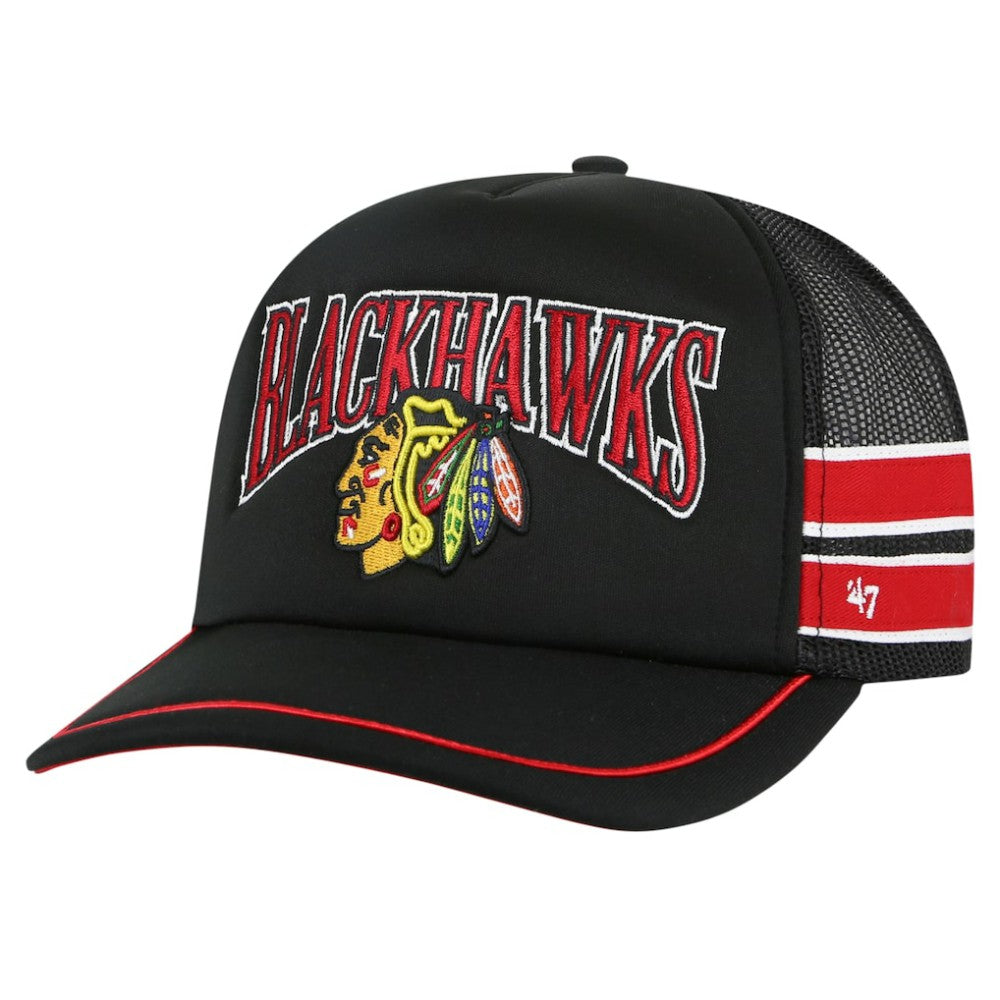 Chicago Blackhawks '47 Sideband Stripes Trucker Snapback Hat - Black - NHL