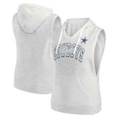 Dallas Cowboys Women's Lounge Script Sleeveless V-Neck Pullover Hoodie Oatmeal | Fanatics