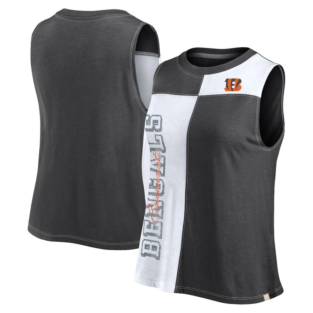 Cincinnati Bengals FanaticsWomen's Script Color Block Tank Top Black/White | Fanatics