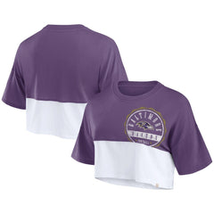 Baltimore Ravens Women's Boxy Color Split Cropped T-Shirt Purple/White | Fanatics