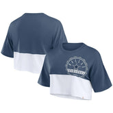 Dallas Cowboys Women's Boxy Color Split Cropped T-Shirt Navy/White | Fanatics