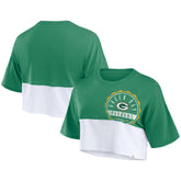 Green Bay Packers Women's Boxy Color Split Cropped T-Shirt Green/White | Fanatics