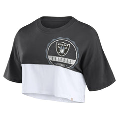 Las Vegas Raiders Women's Boxy Color Split Cropped T-Shirt Black/White | Fanatics